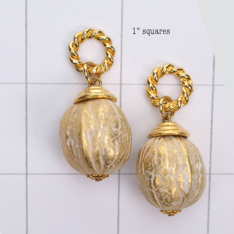 Mix and Match gold frost nut shaped drop bead