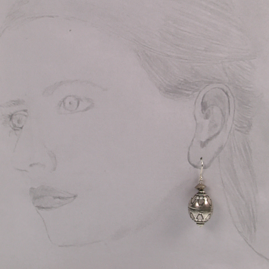 Antique silver plated decorative earrings