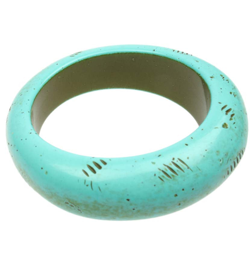 Antique turquoise wavy bangle