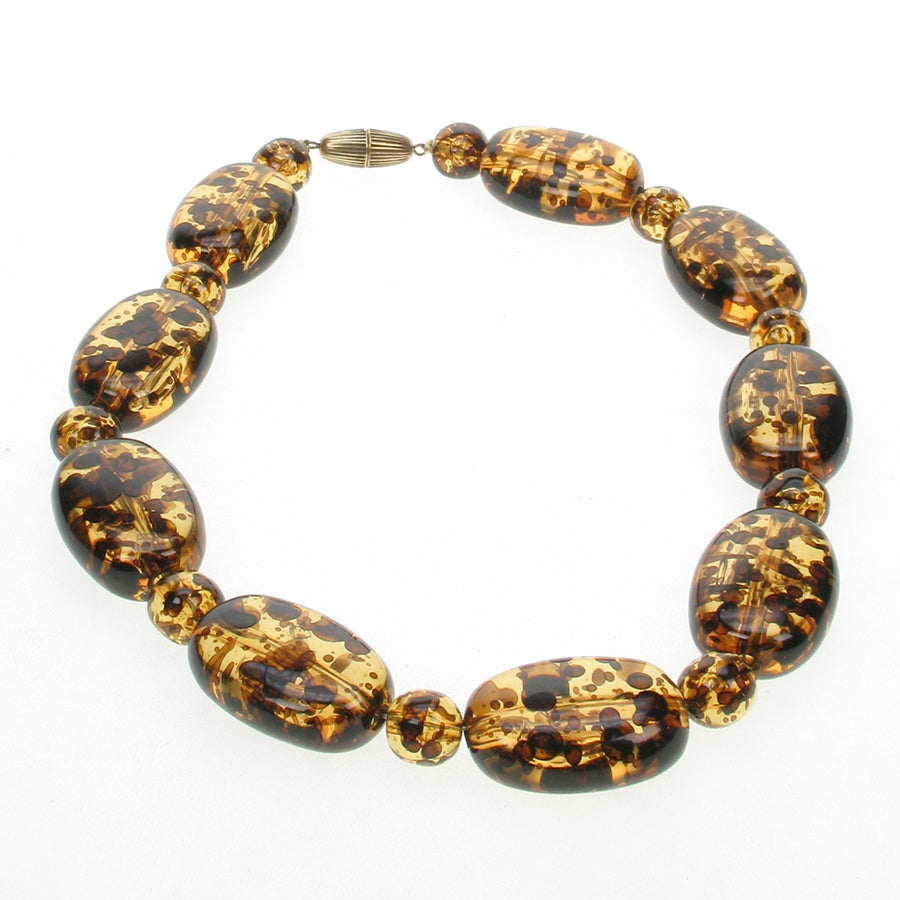 Mottled tortoise resin necklace