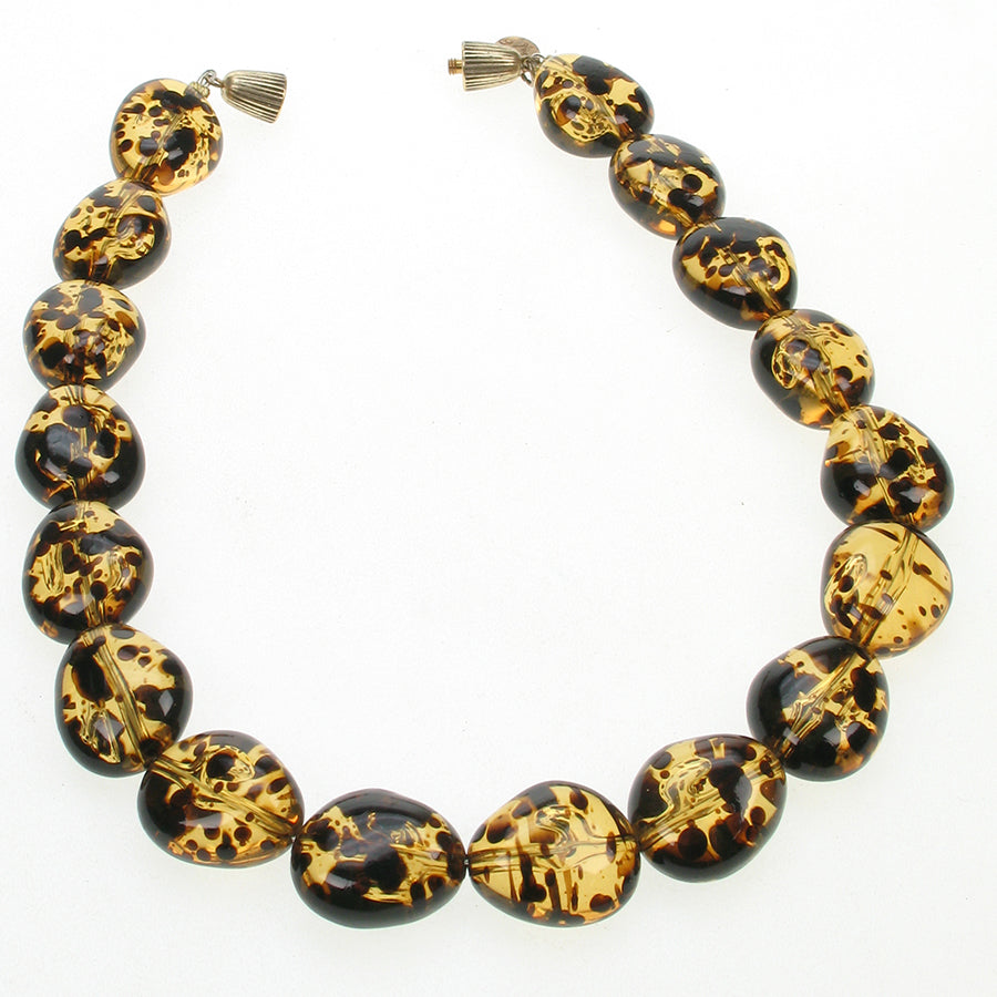 Mottled tortoise resin nugget necklace