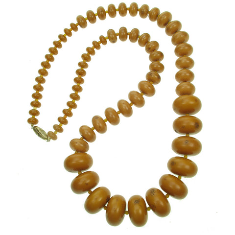Tribal amber long resin graduated necklace