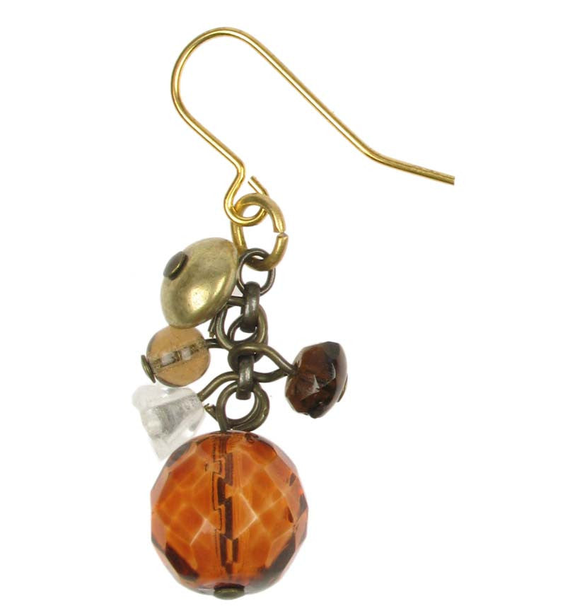 Delicate tortoise crystal and gold drop earring