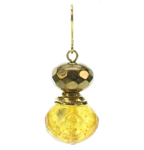Amber acrylic resin and bronze drop earrings