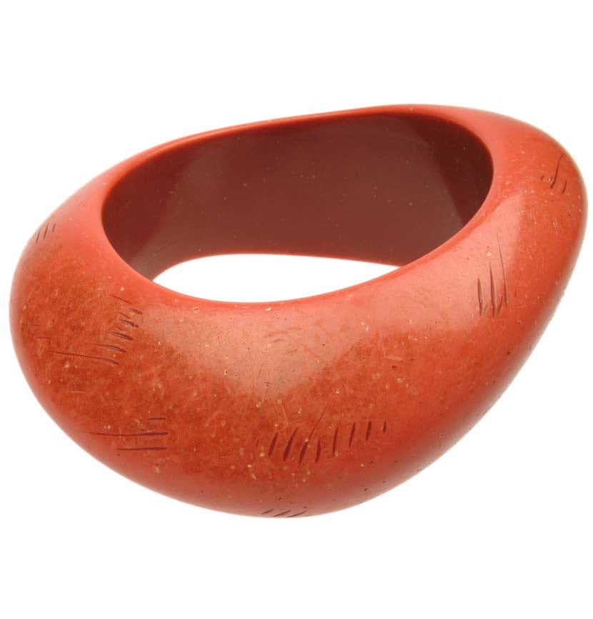 Chunky wavy antique coral acrylic resin bangle