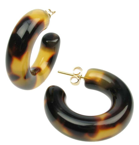 A perfect tortoise shell resin pierced hoop earring