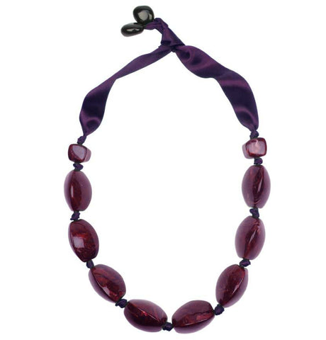 Dark Plum coloured knotted necklace