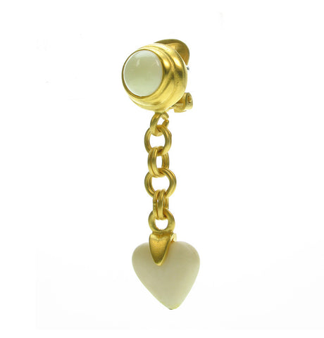 Ivory drop heart earrings on gold frost plated chain