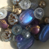 Subtle blend of blue, antique gold and cracked crystal bead necklace