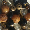 Blend of black, antique gold and tortoise bead necklace