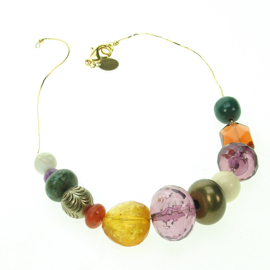 Vivid blend of gem coloured resin bead necklace