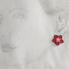 Claret and  diamante flower clip ear