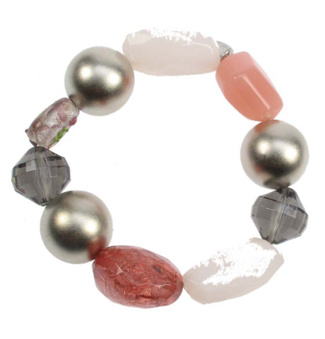 Stretch pink and silver  bracelet