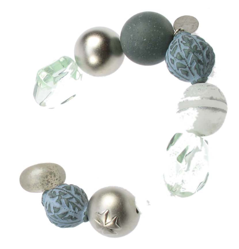 Stretch turquoise silver and clear frost bracelet