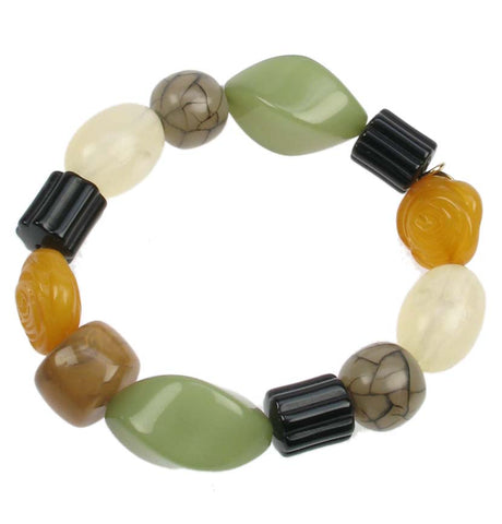 Stretch green and amber bracelet