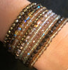 Stranded faceted glass bracelet in tortoise and bronze