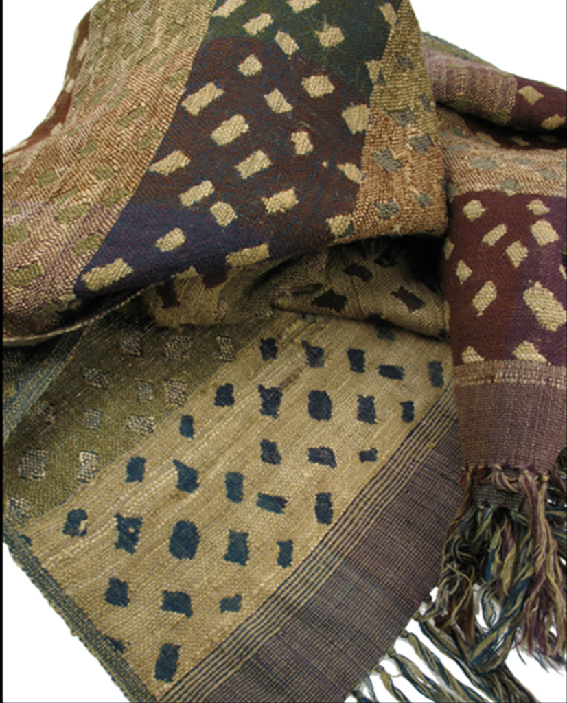 Aubergine olive and camel wool / silk scarf