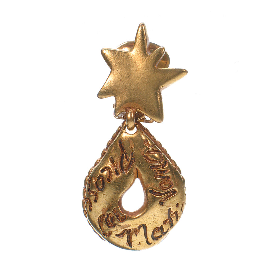 Vintage gold plated star and drop clip earrings