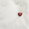 Vintage enamelled red heart clip on earring