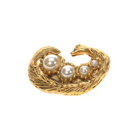 Gold plated peacock brooch with pearls