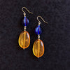 Amber and blue glass drop earrings 100% of proceeds go to Ukrainian charities