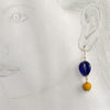 Amber and blue glass drop earrings 100% of proceeds go to Ukrainian charities