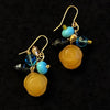 Amber and blue resin and glass drop earrings 100% of proceeds go to Ukrainian charities
