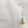 Amber and blue glass drop earrings 100% of proceeds go to Ukrainian charities