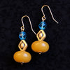 Amber and blue glass drop earrings 100% of proceeds go to Ukrainian charities