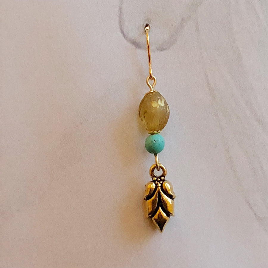 Amber and blue drop earrings 100% of proceeds go to Ukrainian charities