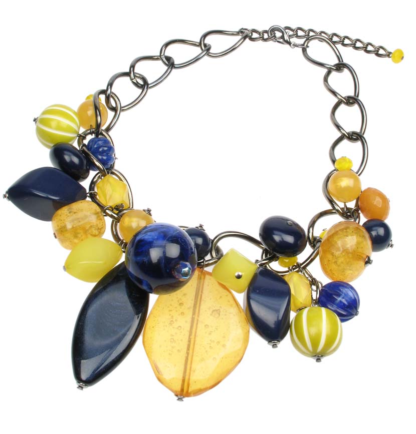 Amber and blue multi drop necklace 100% of proceeds go to Ukrainian charities