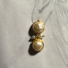 Double pearl baroque glass pearl drop pierced earrings