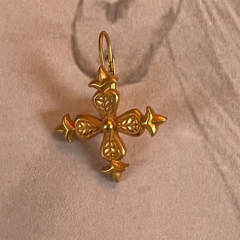 Etruscan style drop cross earrings