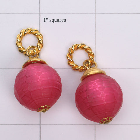 Mix and Match hand carved pink  bead drop