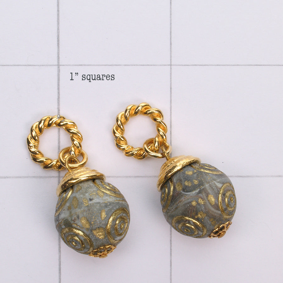 Mix and Match gold engraved stonework  bead drop