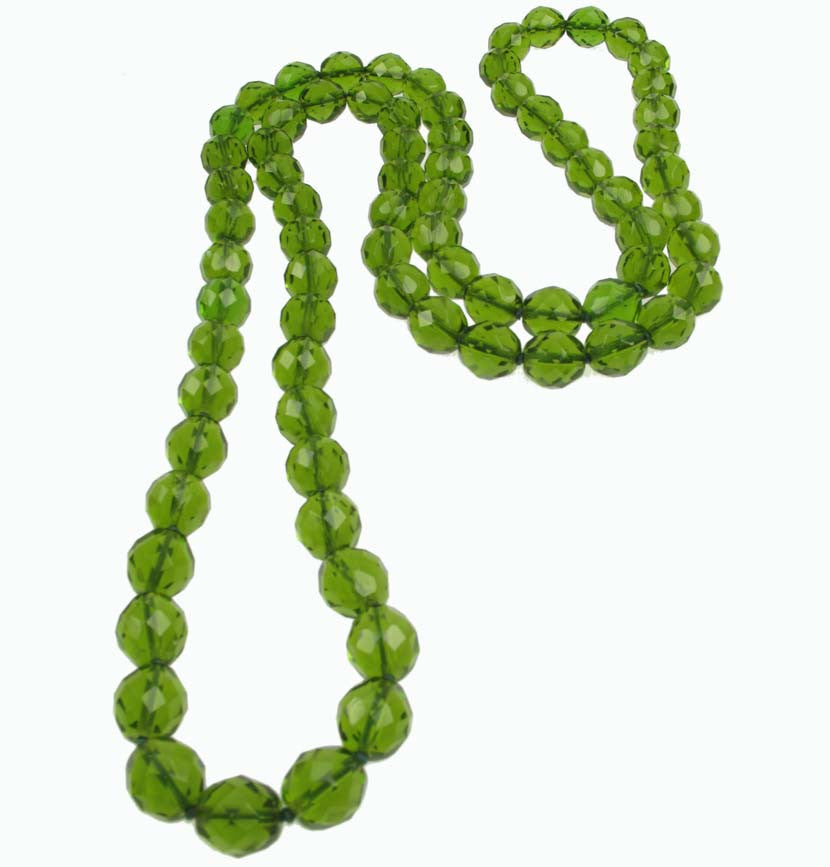 Olive green Czech glass necklace