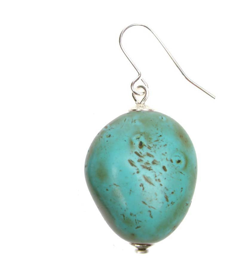 Antique turquoise coloured nugget earrings