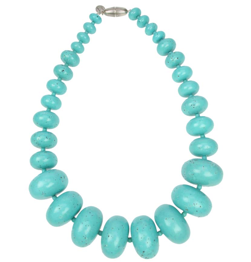Antique turquoise tribal resin graduated necklace