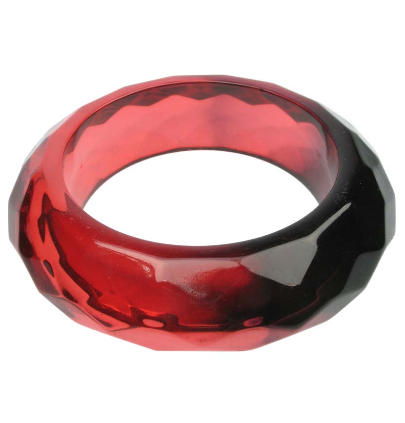 Smoked red faceted resin bangle
