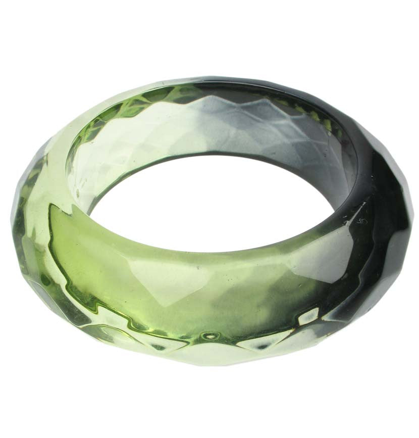 Smoked lime faceted resin bangle