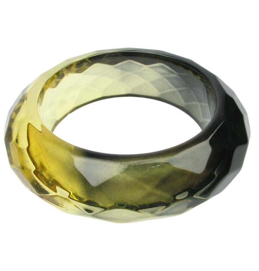 Smoked yellow faceted resin bangle