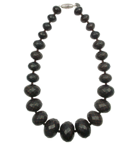 Graduated faceted red ebony colour necklace
