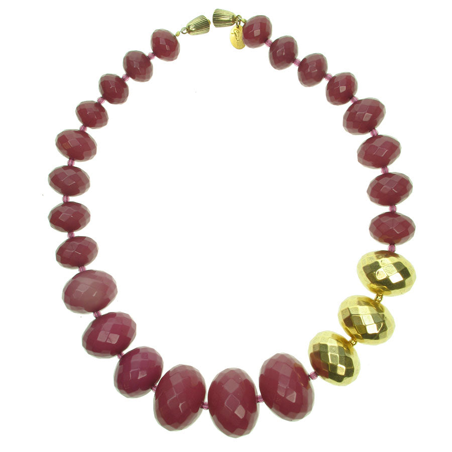 Gold and Plum faceted necklace