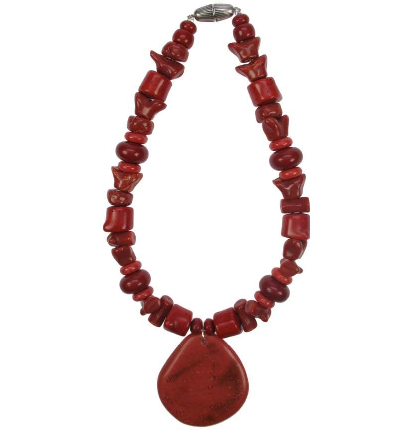 Mixed Coral bead pendant necklace
