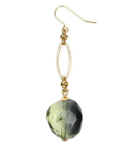 Smoked lime drop earrings on a gold plated chain