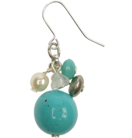 Delicate turquoise crystal and silver drop earring