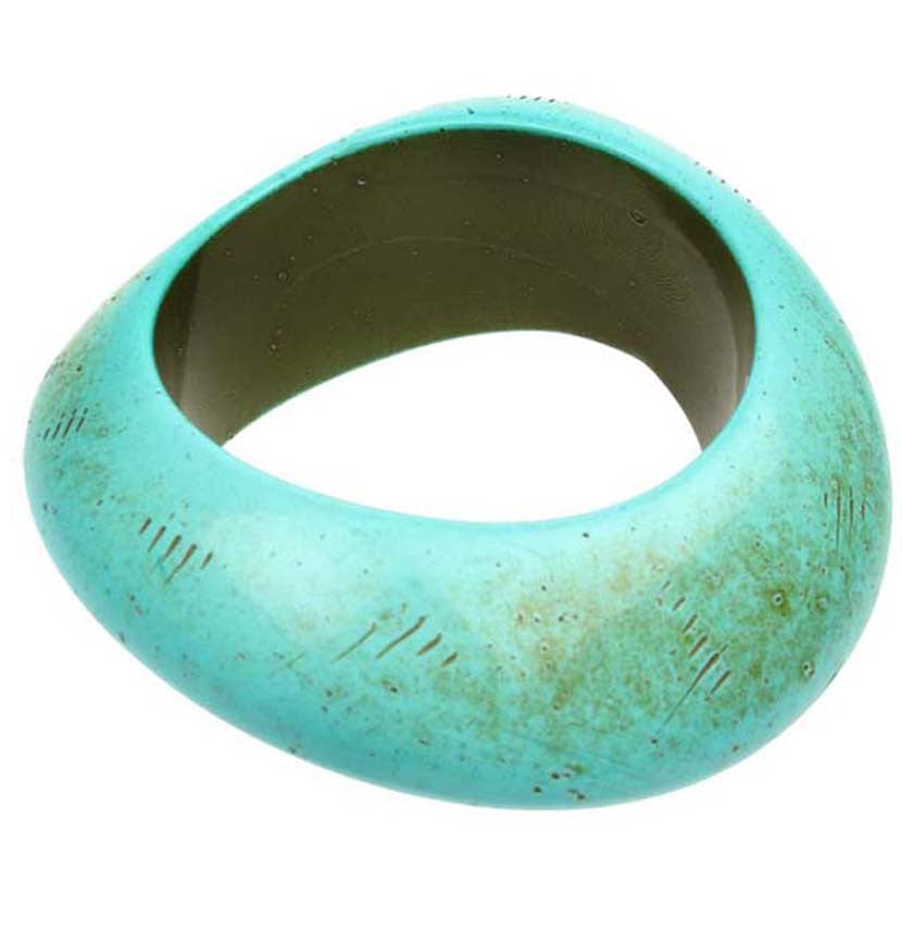 Chunky wavy antique turquoise acrylic resin bangle