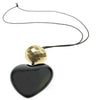 Black heart pendant with antique gold faceted bead.