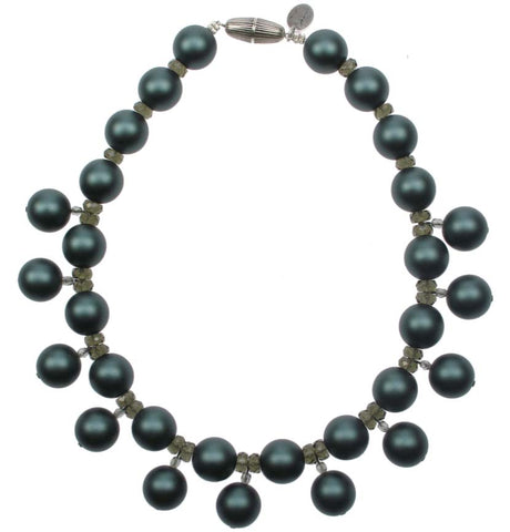Frosted teal pearlised necklace