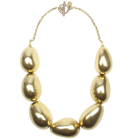 Antique gold plated pebble necklace